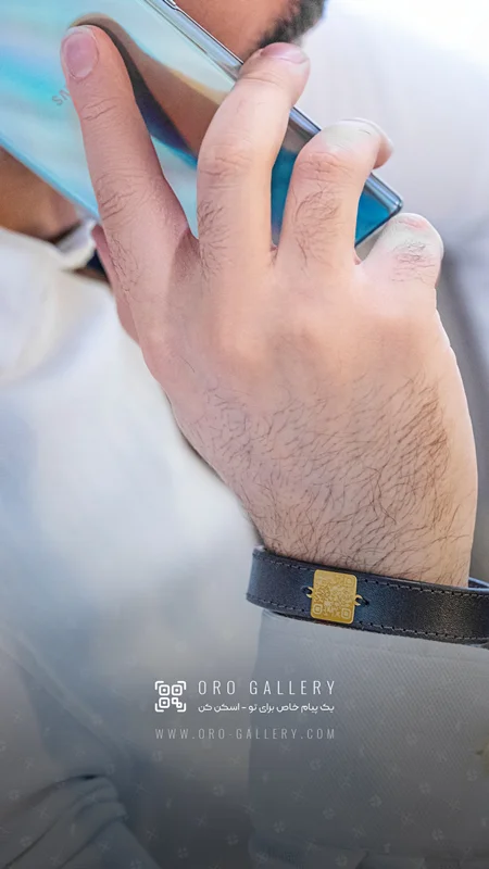 دستبند چرم میستریو طلا - ساده (قابلیت ثبت صدا و تصویر)
