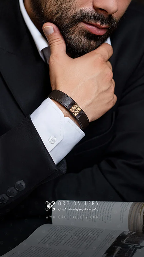دستبند چرم میستریو طلا - نوبل